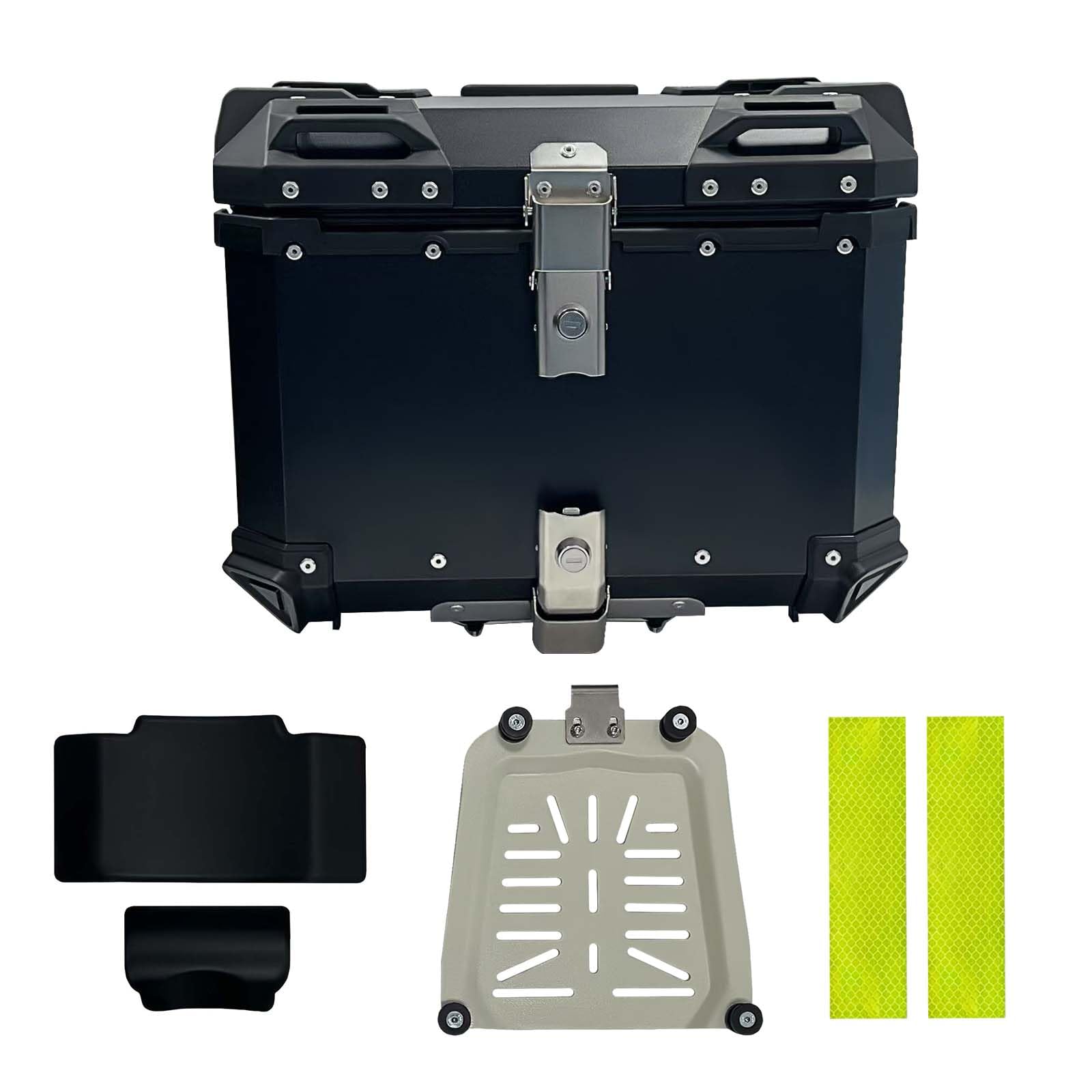 バイク リアボックス 46L ダブルロック 四隅樹脂製 アルミ合金 防水仕様 Amazon | 【46L 大容量】バイク リアボックス トップケース パニア